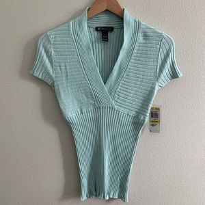 INC Mint Short-Sleeve Sweater, V-Neck, Size M, NWT